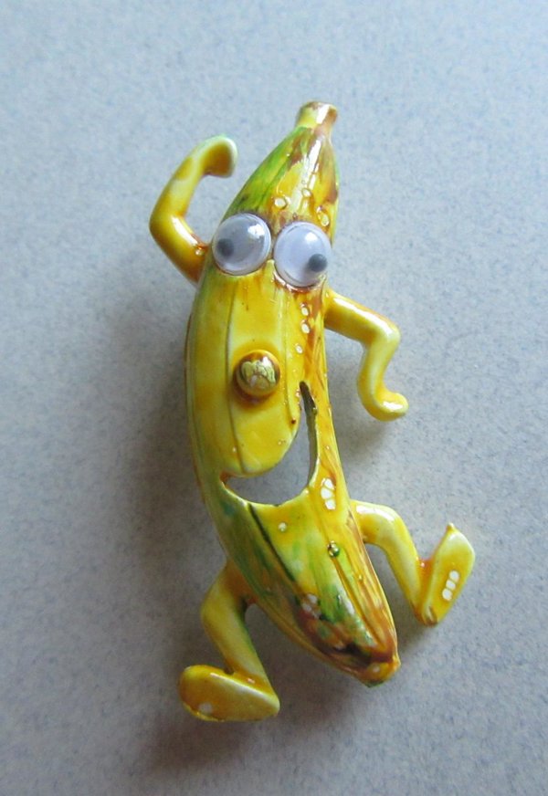 Anthropomorphic Rotten Banana Google Eyes Pin 