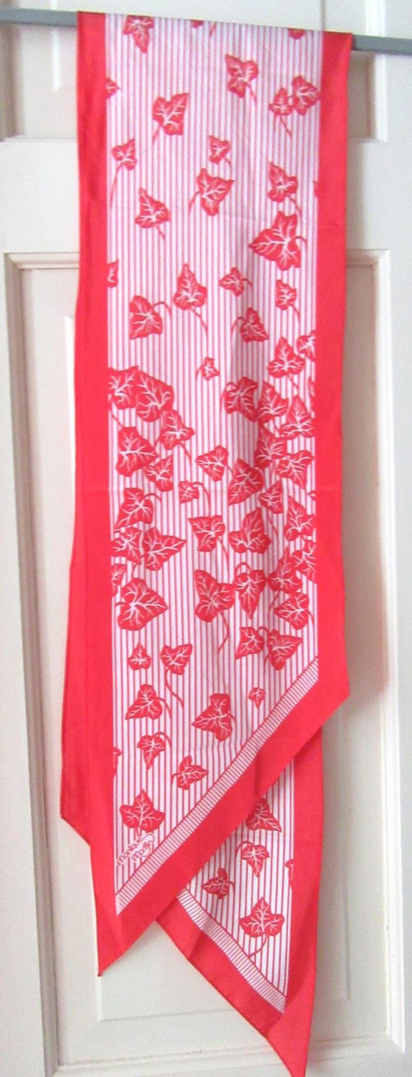 Vintage Designer Monique Martin Red and White Ivy Scarf