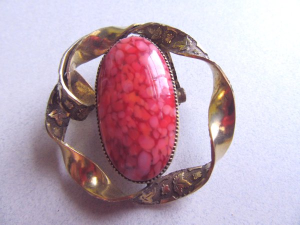 Vintage Art Glass Sandor Signed Pin Brooch