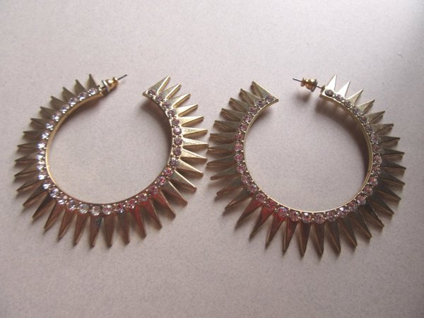 1990's Spikey Rhinestone Pierced New Wave Earrings Never Worn