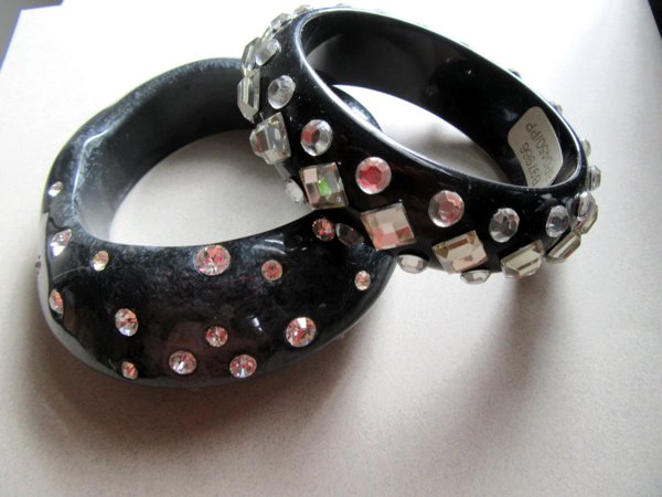 Lucite Rhinestone Bangle Bracelets Never Worn