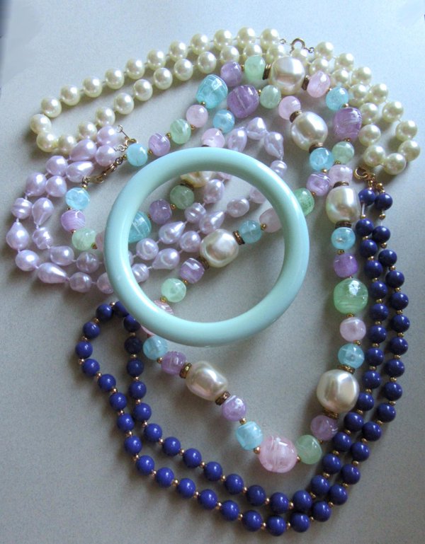 1980's Lucite Jewelry Lot Necklaces Bangle Bracelet