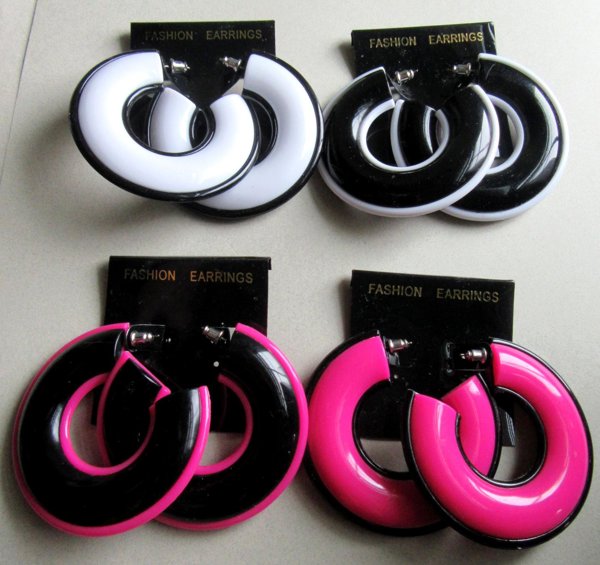 1990's? Lucite Hoop Pierced Earrings Original Cards Never Worn