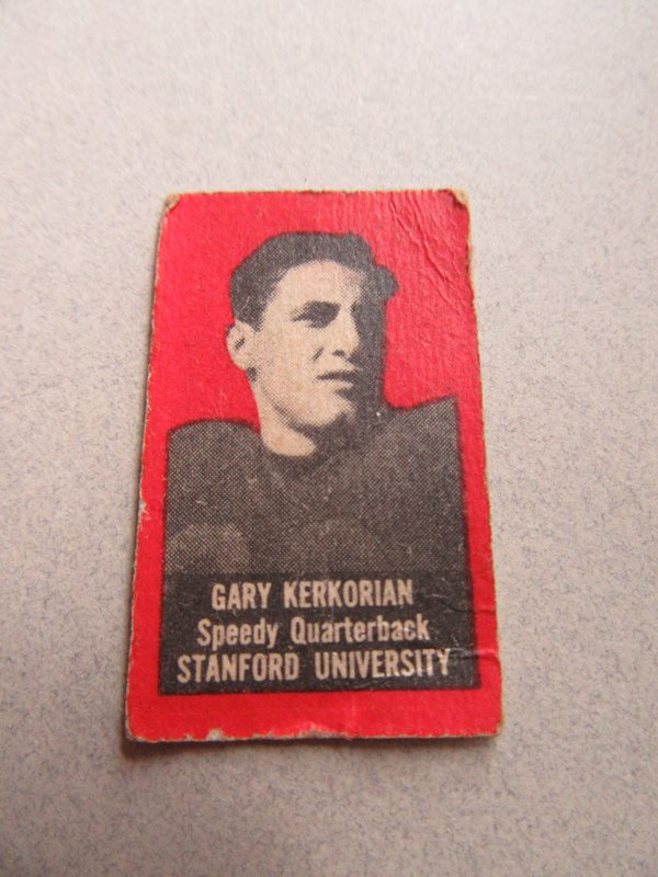 Topps 1950 Gary Kerkorian Felt Back Miniature Football Card RARE BLANK BACK!