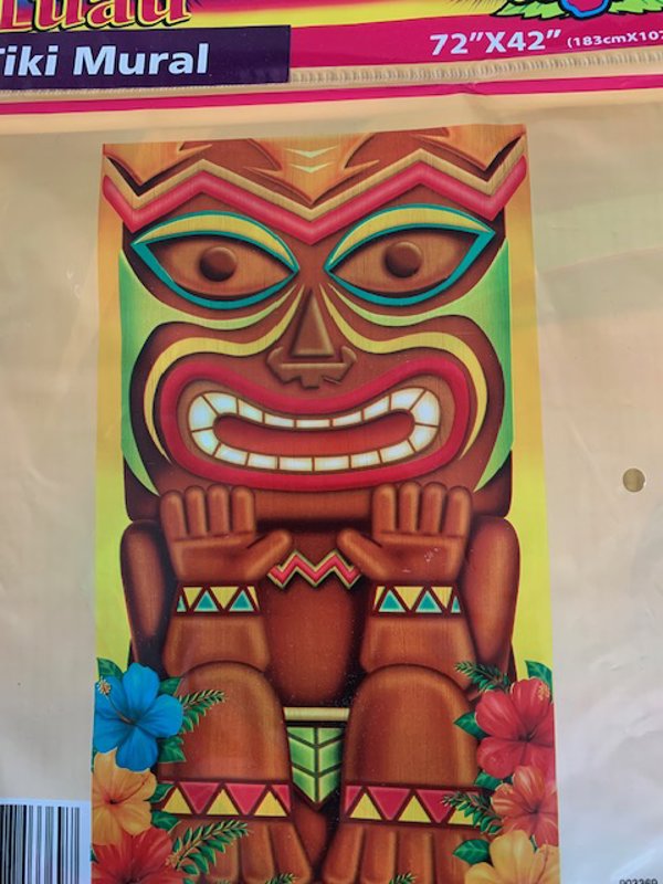 TWO Plastic Tiki Murals 72" x 42" Luau Party Decorations Tropical