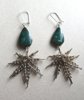 Vintage 1980's Genuine Stone Pot Leaf Style Pierced Earrings Never Worn