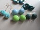 Vintage Earrings Lot Blue and Green Some Mod!