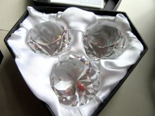 Oleg Cassini Three Diamond Shaped Crystal Paperweights Set 