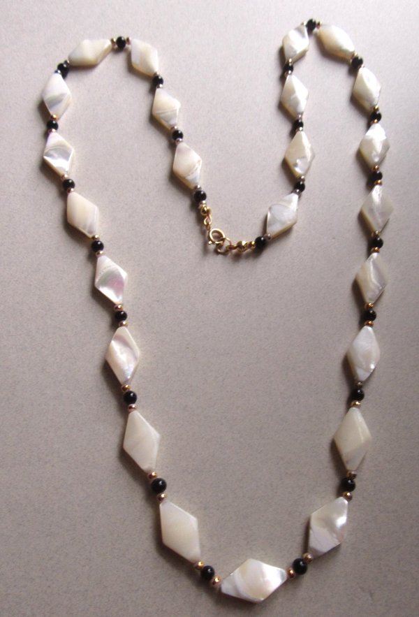 Vintage Mother Of Pearl Necklace Beachy Tropical Jewelry Making Supplies