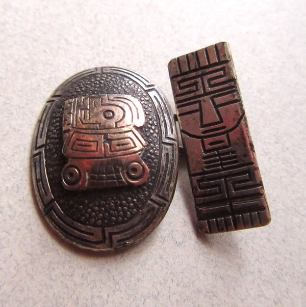 Vintage Mayan? Tiki Sterling Single Cufflink