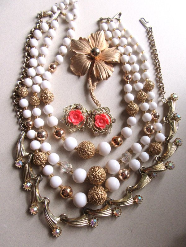 Vintage Jewelry Lot Patelli Pin Necklaces Earrings