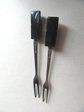 Two Vintage Taxco Sterling Silver Onyx Tiki Cocktail Forks