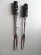 Two Vintage Taxco Sterling Silver Onyx Tiki Cocktail Forks