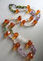 Gemstone and Amber Necklace Sterling Clasp