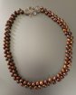 Copper Dyed Genuine Freshwater Pearls Artisan Necklace Sterling Clasp Fine Jewelry