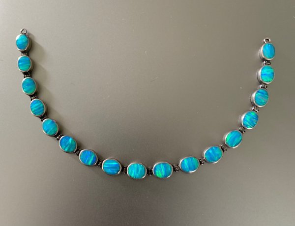 Sterling Silver Genuine Opal Doublet Bracelet Needs Clasp