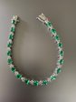 Green and White CZ Tennis Cocktail Bracelet Travel Safe Jewelry