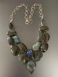 Genuine Labradorite Bib Necklace Gemstone Marked 925