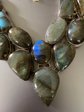 Genuine Labradorite Bib Necklace Gemstone Marked 925