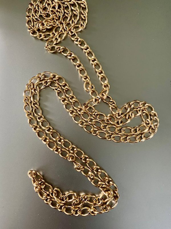 Vintage Napier Signed Large Link Long Gold Tone Chain Travel Safe Jewelry