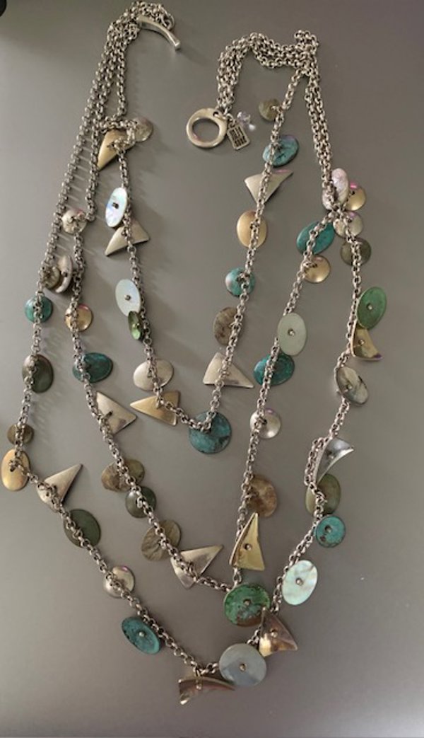 RLM Studio Triple Strand Robert Lee Morris Charm Necklace Soho Tag Summer Beach Jewelry