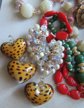 Vintage All Glass and Crystal Beads Lot Leopard Hart Pedants Jewelry Making Supplies