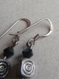Striped Art Glass Pierced Earrings Sterling Silver Wires