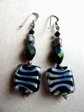 Striped Art Glass Pierced Earrings Sterling Silver Wires