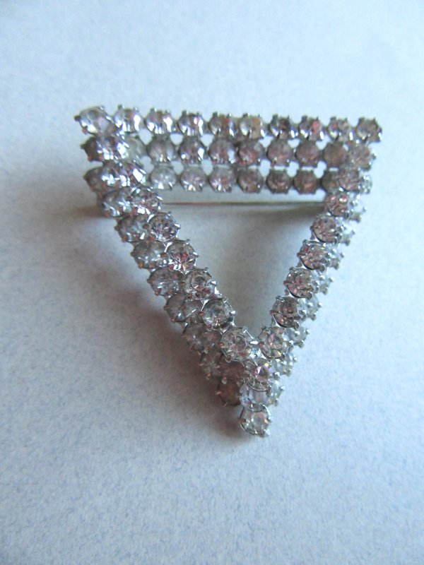 Vintage 3D Rhinestone Triangle Pin