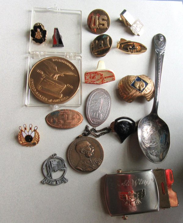 Vintage Collectibles Lot Kennedy Spoon Wonder Bread Ring Long Penies and More