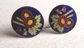 Vintage Fine Enameled Flower Screw Back Earrings Japan