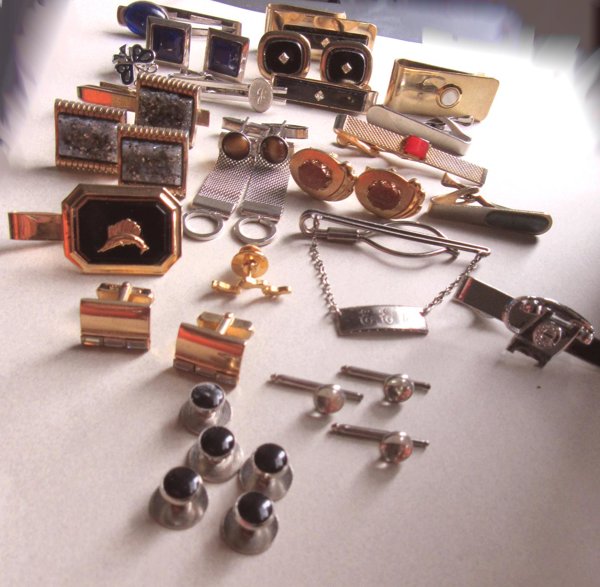 Vintage Cufflinks Money Clip Tie Bars & Clips and More Lot Men's Jewelry