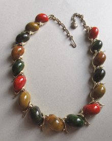 1950's Multi Color Bakelite Choler Necklace Vintage Jewelry