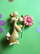 Vintage Mod Anthropomorphic Poodle With Flower Pin JJ Signed