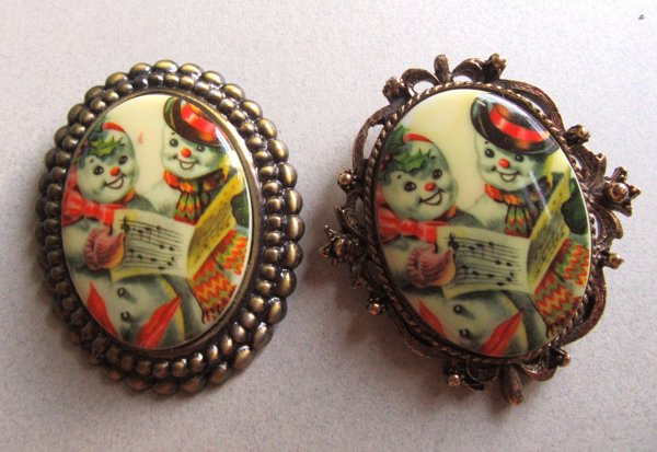 Anthropomorphic Snowman Choir Couple Pin Your Choice Christmas Jewelry