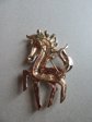 White And Navy Enameled Horse Pin FAKE Crown Trifari Precious Pets Knockoff