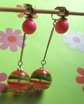 Vintage1960's  Mod Striped Lucite Clip Earrings