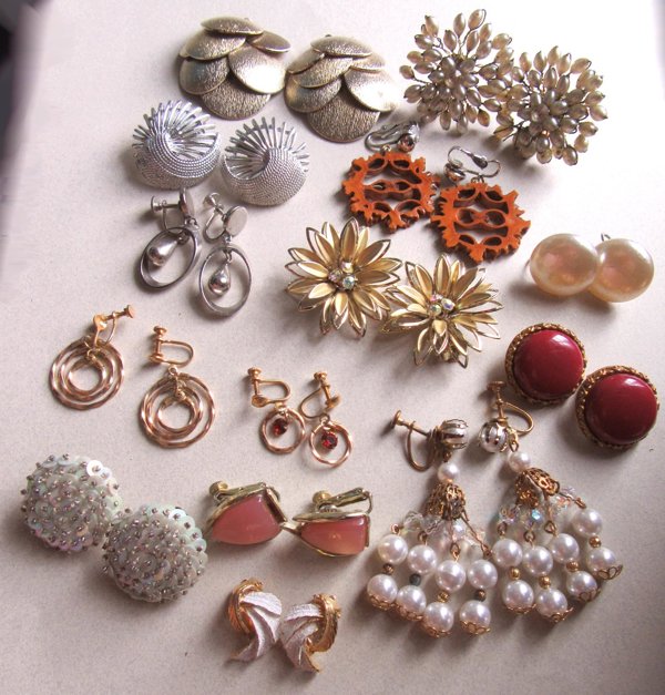 Vintage 1950's Earrings Lot Clips and Screw Backs