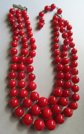 Genuine Red Bakelite Stiple Strand Necklace Wear or Retring