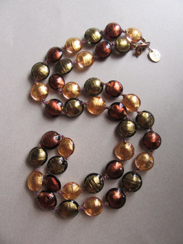 ELMA Signed Ventetina Murano Glass Necklace Venezia Italy