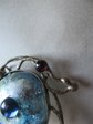 Artisan Made Abstract  Sterling? Silver Gemstones And Opal "Eye" Pin 31.1 Grams