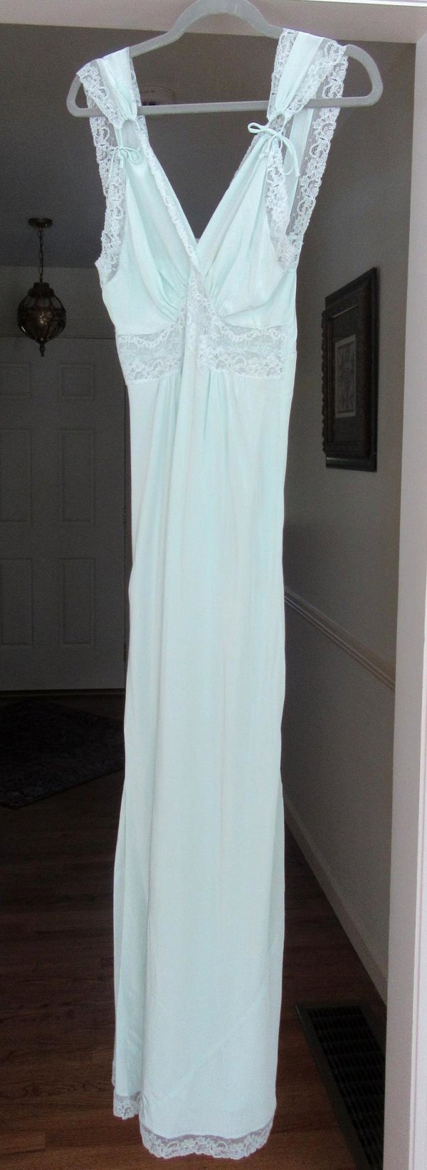 1940's Tranel Blue Rayon Nightgown Vintage Lingerie 