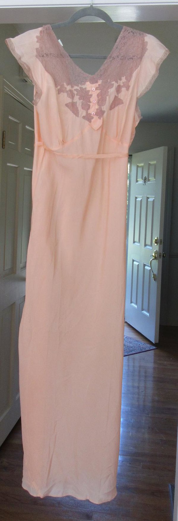 1940's Peach Rayon Nightgown Vintage Lingerie 