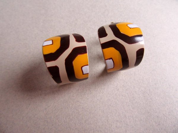 Vintage Mod Abstract Metal Clip Earrings