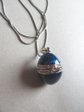 Blue Enameled Rhinestone hinged Egg Pendant on 30" Chain