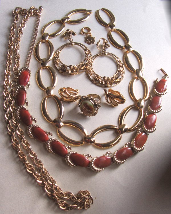 Vintage Jewelry Lot 1950's and up Necklaces Ring Earrings