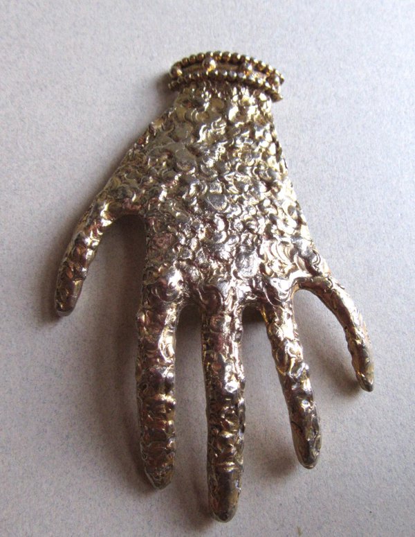 Large Textured Hand Pin Vintage Jewlery