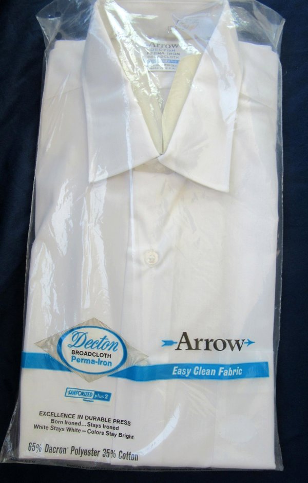 Vintage Arrow Decton Men's Long Sleeve White Dress Shirt Never Worn 15 1/2-33