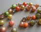 Vintage Citrus Crystal Faux Pearl Moon Glow Tassel Necklace Pretty!