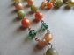 Vintage Citrus Crystal Faux Pearl Moon Glow Tassel Necklace Pretty!